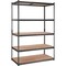 Black Carbon Steel Adjustable 5-Tier Garage Storage Rack with MDF Shelves